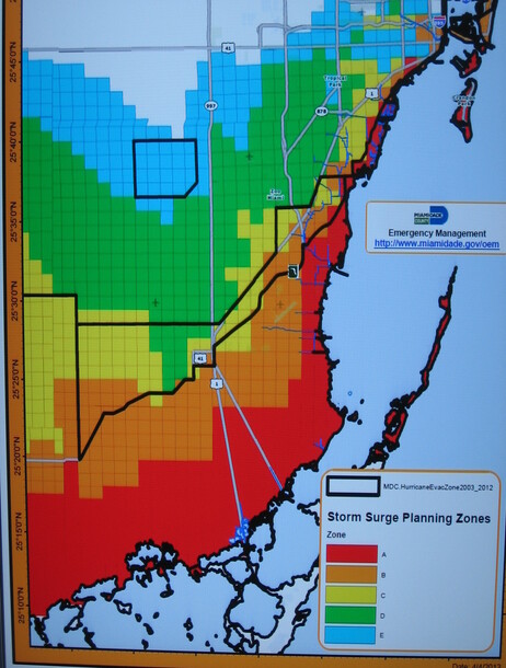 The National Hurricane Center is working on new storm surge maps — like this one of Miami-Dade County in Florida — to help residents understand their risk. The National Hurricane Center is working on new storm surge maps — like this one of Miami-Dade County in Florida — to help residents understand their risk.