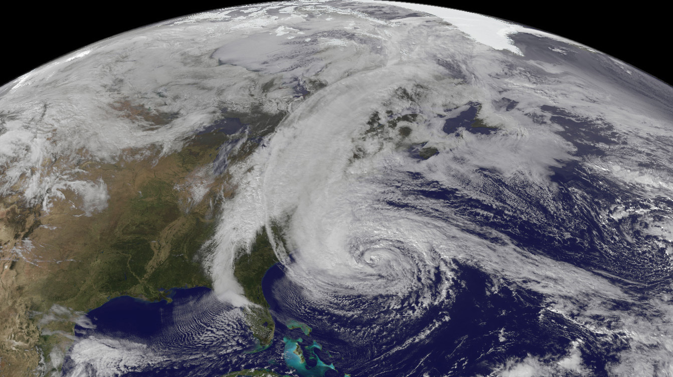 Satellite image of Hurricane Sandy in October of last year. Satellite image of Hurricane Sandy in October of last year.