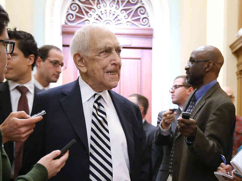 Sen. Frank Lautenberg speaks to members of the press in January. Sen. Frank Lautenberg speaks to members of the press in January.