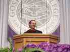 Dan Charles delivers the commencement address at Goshen College.