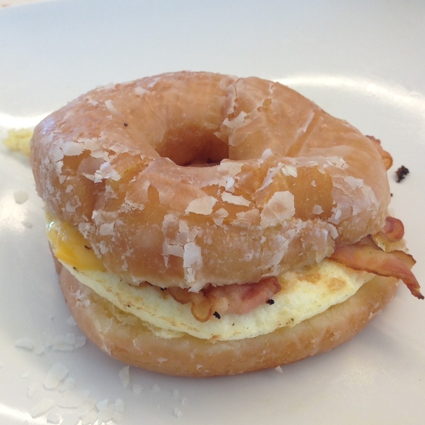Doughnuts replace bread, sandwich improves.