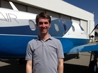 Surf Air CEO Wade Eyerly stands in front of one of the airline's turboprop planes in Burbank, Calif. Eyerly boasts that Surf Air will offer frequent commuters a corporate jet experience for not much more than regular airline prices. Surf Air CEO Wade Eyerly stands in front of one of the airline's turboprop planes in Burbank, Calif. Eyerly boasts that Surf Air will offer frequent commuters a corporate jet experience for not much more than regular airline prices.