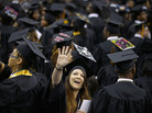 Graduates of Bowie State University wave to friends and family at the school's graduation ceremony in College Park, Md., on May 17. This year's graduates are finding better job prospects than at any time since 2008. Graduates of Bowie State University wave to friends and family at the school's graduation ceremony in College Park, Md., on May 17. This year's graduates are finding better job prospects than at any time since 2008.