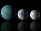 This illustration shows the relative sizes of the habitable-zone planets Kepler-22b, Kepler-69c, Kepler-62e, Kepler-62f and the Earth. This illustration shows the relative sizes of the habitable-zone planets Kepler-22b, Kepler-69c, Kepler-62e, Kepler-62f and the Earth.