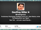 Geoffrey Miller's account was public before his "obese PhD applicants" tweet. Now it's protected. Geoffrey Miller's account was public before his "obese PhD applicants" tweet. Now it's protected.