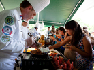 Stefan Larsson serves up bison sloppy Joes and juniper-smoked bison tenderloin, which will be offered at the Yellowstone National Park this summer. Each park will have different menus featuring local foods. Stefan Larsson serves up bison sloppy Joes and juniper-smoked bison tenderloin, which will be offered at the Yellowstone National Park this summer. Each park will have different menus featuring local foods.