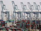 Shipping containers stack up at the Port of Los Angeles. Shipping containers stack up at the Port of Los Angeles.