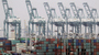Shipping containers stack up at the Port of Los Angeles.
