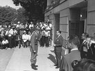 Alabama Gov. George Wallace (right) blocks the door of the the Foster Auditorium at the University of Alabama in Tuscaloosa, Ala., on June 11, 1963. Wallace, who had vowed to prevent integration of the campus, gave way to federal troops. Alabama Gov. George Wallace (right) blocks the door of the the Foster Auditorium at the University of Alabama in Tuscaloosa, Ala., on June 11, 1963. Wallace, who had vowed to prevent integration of the campus, gave way to federal troops.