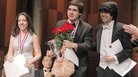 Cliburn medalists Beatrice Rana, second place winner; Vadym Kholodenko, first place winner; and Sean Chen, third place winner, receive applause from the audience at the final awards ceremony at the 14th Van Cliburn International Piano Competition on Sunday. Cliburn medalists Beatrice Rana, second place winner; Vadym Kholodenko, first place winner; and Sean Chen, third place winner, receive applause from the audience at the final awards ceremony at the 14th Van Cliburn International Piano Competition on Sunday.