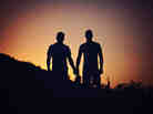A couple taking in the moment at the San Tan Valley Desert in Arizona.