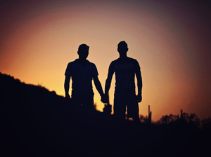 A couple taking in the moment at the San Tan Valley Desert in Arizona.