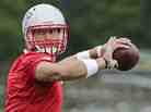 New England Patriots quarterback Tim Tebow throws during practice in Foxborough, Mass., on Tuesday.