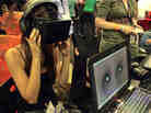 Actor Tamara Bruketta experiences the Oculus VR version of SoundSelf at the E3 gaming conference in Los Angeles. Actor Tamara Bruketta experiences the Oculus VR version of SoundSelf at the E3 gaming conference in Los Angeles.