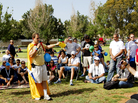 American-Israeli solar entrepreneur Yosef Abramowitz, aka Captain Sunshine, speaks during a rally of electric car owners in Israel. American-Israeli solar entrepreneur Yosef Abramowitz, aka Captain Sunshine, speaks during a rally of electric car owners in Israel.