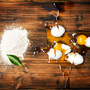 At left: Beyond Eggs' egg-substitute product, a powder made of pulverized plant-based compounds. Right: Mother Nature's version.