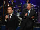 Jimmy Fallon and New Jersey Governor Chris Christie during their slow jap on Late Night With Jimmy Fallon.