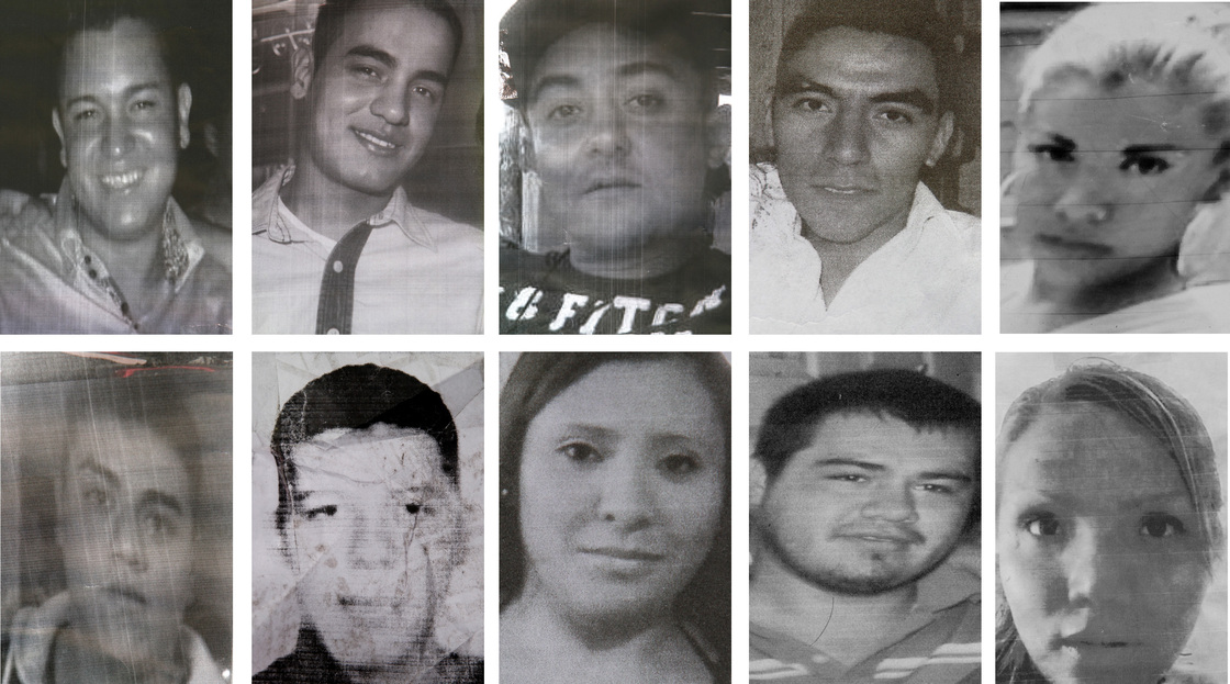 Images from posters made by relatives show 10 of the 12 young people kidnapped in broad daylight from a bar in Mexico City on May 26. No one has claimed responsibility for the brazen abduction.