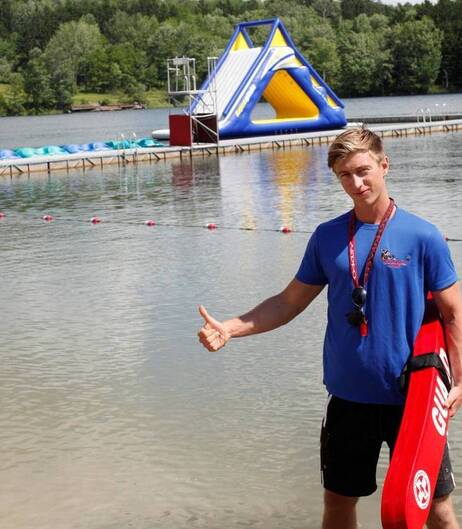 Joe Davies of the United Kingdom is a lifeguard at French Woods. He has worked at the camp for two summers through the J-1 visa program.