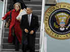 Illinois Rep. Jan Schakowsky arrives in Chicago with President Obama in March.