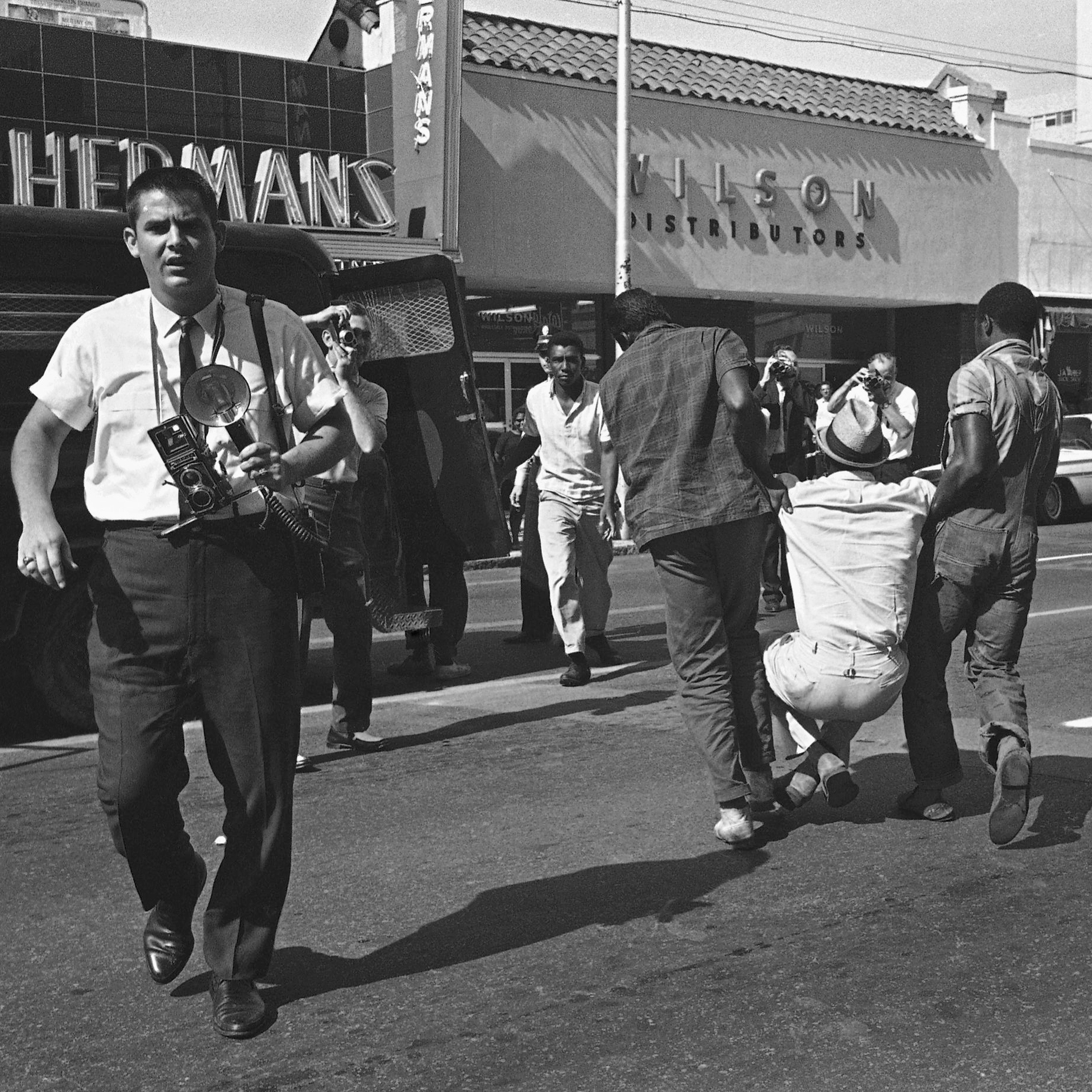 A protestor is carried away from a demonstration in Jacksonville 50 years ago.