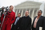 Mexican American Legal Defense and Education Fund Director of Litigation Nina Perales (from left), MALDEF lawyer Luis Figueroa, Georgetown University law professor Jon Greenbaum and San Carlos Apache Tribal Chairman Terry Rambler talk with reporters outside the U.S. Supreme Court after attending oral arguments in <em>Arizona v. Inter Tribal Council et al</em>. in March.