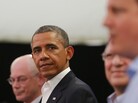 President Obama glances at Britain's Prime Minister David Cameron (right) during a news conference with European Union officials at the G-8 summit in Enniskillen, Northern Ireland, on Monday. President Obama glances at Britain's Prime Minister David Cameron (right) during a news conference with European Union officials at the G-8 summit in Enniskillen, Northern Ireland, on Monday.