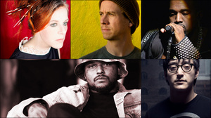 Clockwise from upper left: Neko Case, Kanye West, Shigeto, Schoolboy Q