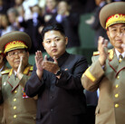 Kim Jong Un (center) watched a performance celebrating the anniversary of the Workers' Party of Korea, in Pyongyang, North Korea.