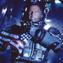 Actor Bruce Willis appears on the surface of an asteroid in a scene from the movie Armageddon.