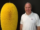 Fourth-generation owner of Braun Brush, Lance Cheney, stands next to a special-order brush his company made for the artist Richard Artschwager. Fourth-generation owner of Braun Brush, Lance Cheney, stands next to a special-order brush his company made for the artist Richard Artschwager.