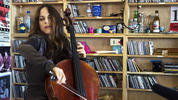 Maya Beiser performs a Tiny Desk Concert on April 9, 2013. (NPR)