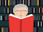 Illustration: Nancy Pearl with a book Illustration: Nancy Pearl with a book