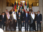 Secretary of State John Kerry (front row, third from right) poses with foreign ministers of the "Friends of Syria" in Doha, Qatar. Secretary of State John Kerry (front row, third from right) poses with foreign ministers of the "Friends of Syria" in Doha, Qatar.