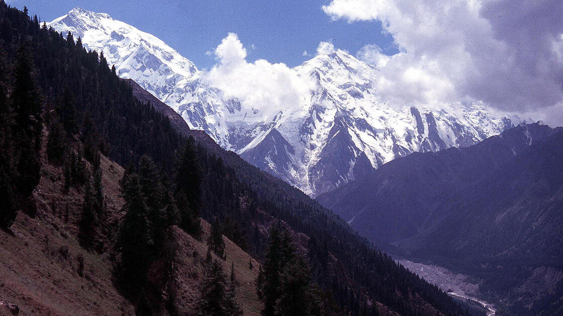 A 2003 photograph of majestic Nanga Parbat, one of a number of 8,000-plus-meter peaks that attract the most adventurous Himalayan mountaineers.