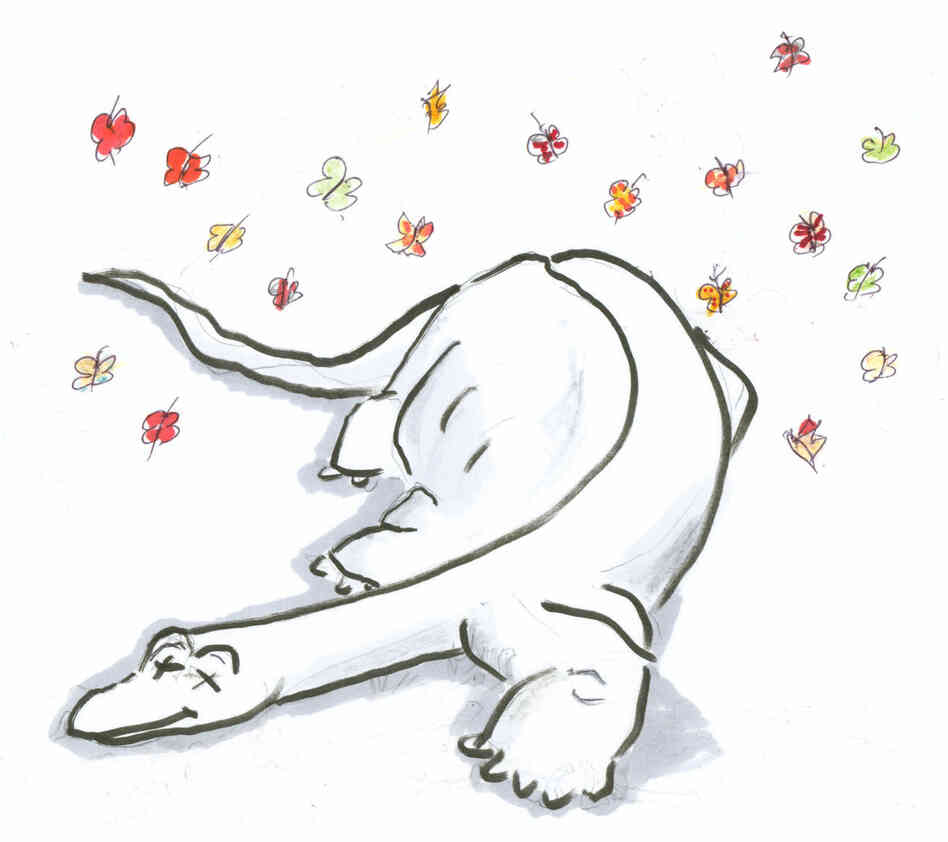 Dead dinosaur with butterflies Dead dinosaur with butterflies