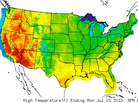 The National Weather Service predicts triple-digit temperatures in the Southwest until at least Wednesday. The temperature in Death Valley hit 128 degrees Sunday, a record high for June in the United States. The National Weather Service predicts triple-digit temperatures in the Southwest until at least Wednesday. The temperature in Death Valley hit 128 degrees Sunday, a record high for June in the United States.