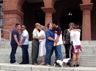 Couples kiss at the Old Orange County Courthouse in Santa Ana, Calif., earlier this month. Couples kiss at the Old Orange County Courthouse in Santa Ana, Calif., earlier this month.