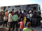 Refugees at the Zaatari refugee camp in Jordan try to squeeze on one of the buses heading back to Syria. Syrian refugees have been coming to Jordan for two years, but some are now starting to head home. Refugees at the Zaatari refugee camp in Jordan try to squeeze on one of the buses heading back to Syria. Syrian refugees have been coming to Jordan for two years, but some are now starting to head home.