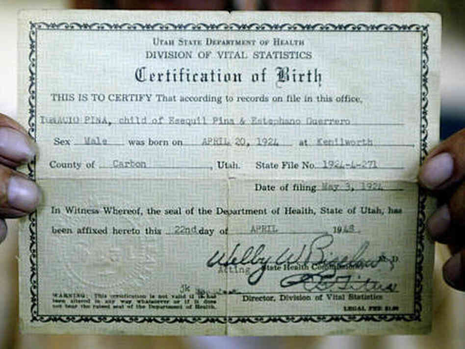 Ignacio Pina, who holds his birth certificate in this 2004 photo, was one of numerous American citizens deported to Mexico in the early 20th Century. The late historian Raymond Rodriguez was instrumental in bringing this story to light. Ignacio Pina, who holds his birth certificate in this 2004 photo, was one of numerous American citizens deported to Mexico in the early 20th Century. The late historian Raymond Rodriguez was instrumental in bringing this story to light.