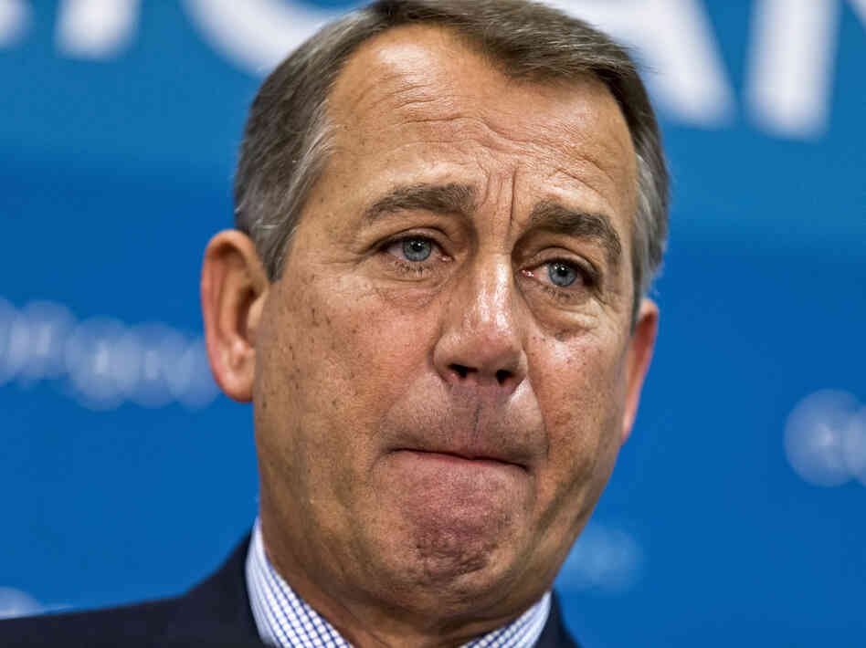 House Speaker John Boehner of Ohio meets with reporters on Capitol Hill on Tuesday. House Speaker John Boehner of Ohio meets with reporters on Capitol Hill on Tuesday.