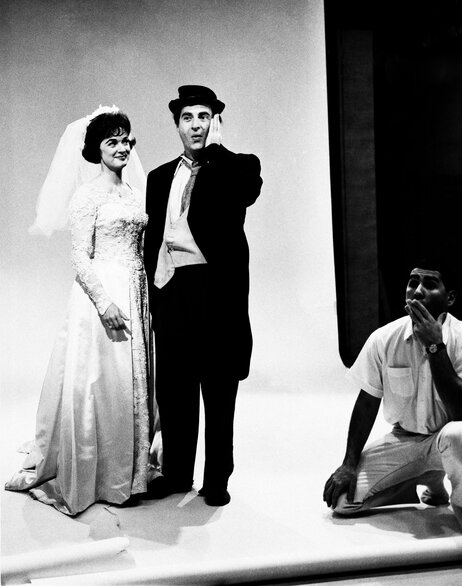 Gisele MacKenzie plays bride to Sid Caesar's German professor character, as Greg Garrison directs the scene, Nov. 21, 1963. Gisele MacKenzie plays bride to Sid Caesar's German professor character, as Greg Garrison directs the scene, Nov. 21, 1963.