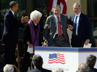 President Obama applauds as former first lady Barbara Bush and former President George W. Bush help President George H.W. Bush stand at the opening ceremony of the George W. Bush Presidential Library on April 25 in Dallas. Former first lady Laura Bush looks on. President Obama applauds as former first lady Barbara Bush and former President George W. Bush help President George H.W. Bush stand at the opening ceremony of the George W. Bush Presidential Library on April 25 in Dallas. Former first lady Laura Bush looks on.