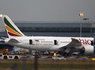 View of the Ethiopian Airlines Boeing 787 Dreamliner that caught fire on the runway near Terminal 3 at Heathrow Airport, London on Friday. View of the Ethiopian Airlines Boeing 787 Dreamliner that caught fire on the runway near Terminal 3 at Heathrow Airport, London on Friday.