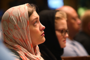 Services honor Trayvon, who was fatally shot in February 2012, at Middle Collegiate Church in New York City on Sunday.