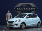 Nissan Motor Co. President and CEO Carlos Ghosn poses with the Datsun Go in New Delhi on Monday. Its the first new Datsun model in more than three decades. Nissan Motor Co. President and CEO Carlos Ghosn poses with the Datsun Go in New Delhi on Monday. Its the first new Datsun model in more than three decades.