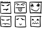 Twenty five cartoon faces showing different emotions. Twenty five cartoon faces showing different emotions.