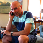 Brian Mathers calls his husband, Isidro, in Mexico from his living room in Sioux City, Iowa. Brian and Isidro have been separated for more than a year by immigration laws that did not recognize their marriage.