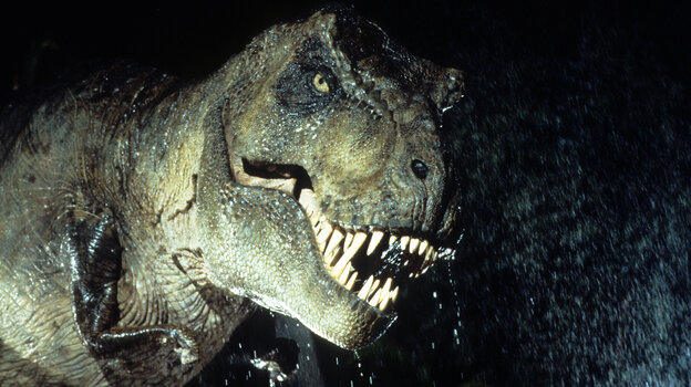 Mind The Teeth: Fossils indicate that Tyrannosaurus rex was an active hunter, in addition to being a scavenger. And in Jurassic Park, it also had a sweet tooth for lawyers.