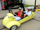 Erik and Mary-Ann Gjermundsen of Norway are making the nearly 3,400-mile trip across the U.S. in their small Messerschmitt. Erik and Mary-Ann Gjermundsen of Norway are making the nearly 3,400-mile trip across the U.S. in their small Messerschmitt.